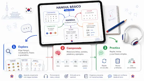 Muestra provisional del método visual de los +200 Mapas Mentales de Coreano