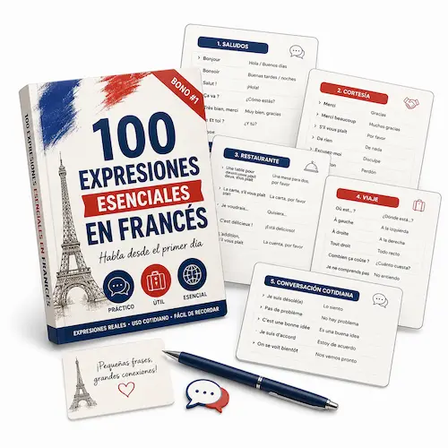 100 Expresiones Esenciales en Francés con fichas visuales