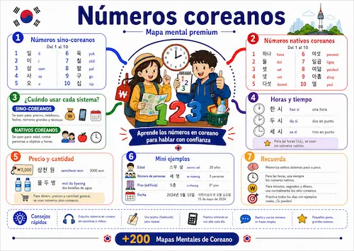 Muestra del mapa mental Gramática básica coreana