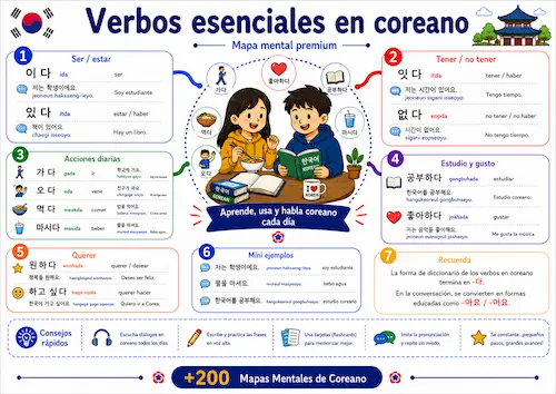 Muestra del mapa mental Saludos y presentaciones en coreano