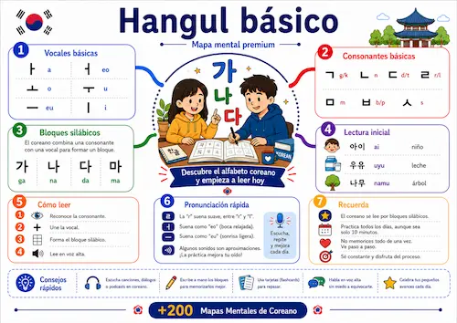 Muestra del mapa mental Comida y restaurante en coreano